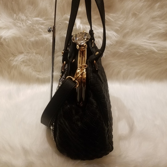 COPY - BLACK AFRAME RHINESTONE DESIGN HANDBAG - Picture 5 of 8